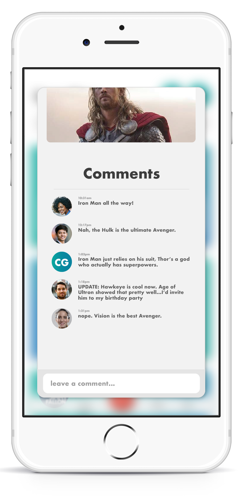 comments screen